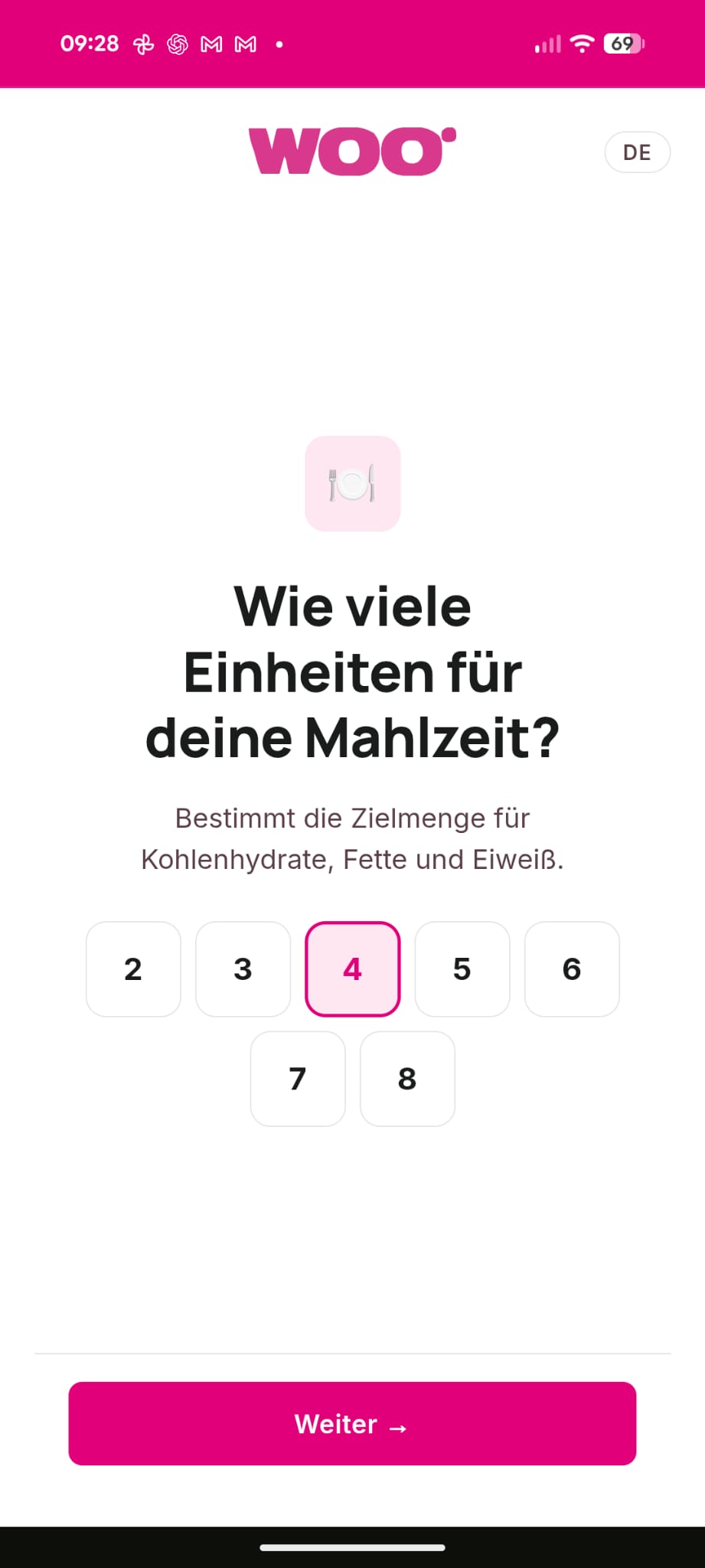 Einheiten wählen